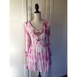 Free People Tie Dye V-neck A-line Tunic Dress